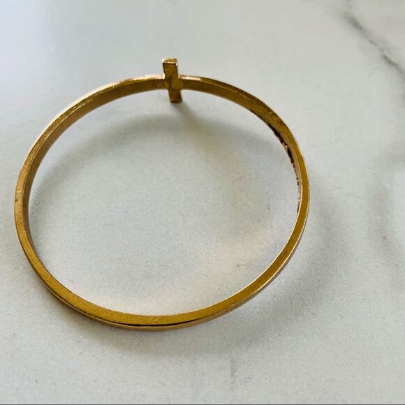 Gold Cross Bangle Bracelet OSFA 2.75” diameter - Picture 2 of 2